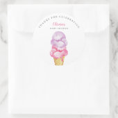 Sticker Rond Fun Pink Ice Cream Baby shower Favoriser (Sac)