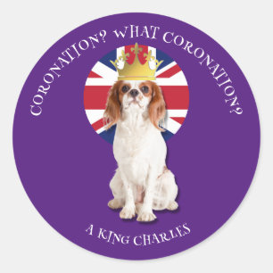 Sticker Rond Fun Purple QUEL CORONNEMENT Roi Charles Spaniel