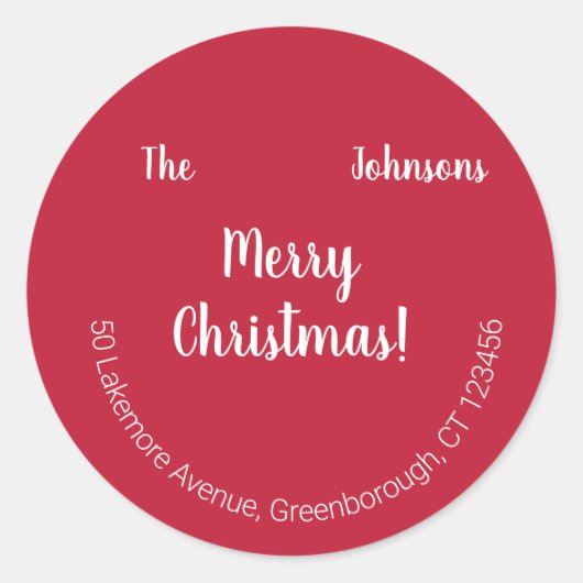 Sticker Rond Fun Red Joyeux Noël Adresse de retour (Devant)