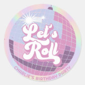 Sticker Rond Fun Roll Fun Retro Roller Skating Girls Anniversai (Devant)