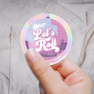 Sticker Rond Fun Roll Fun Retro Roller Skating Girls Anniversai