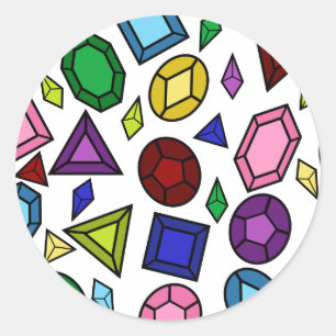 Sticker Rond Fun Royal Rainbow Gemstones et Motif de bijoux