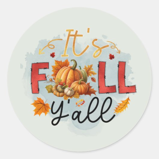 Sticker Rond Fun Saison Automne Y'all vendeurs citrouille (Devant)