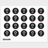 Sticker Rond Fun Scanner Monster Eyeball Face Facile Halloween (Feuille)