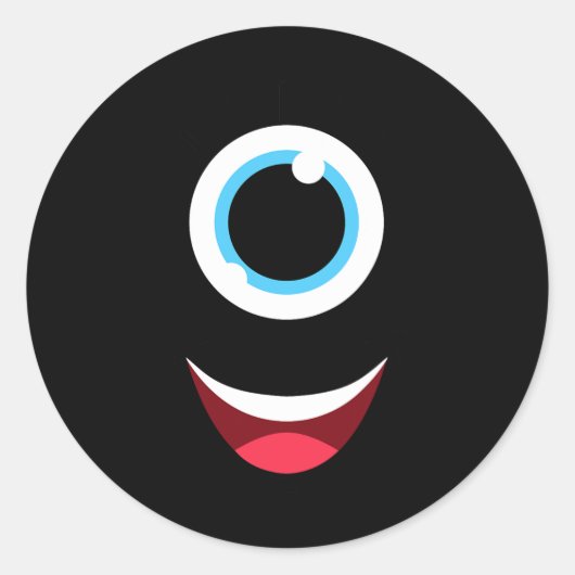 Sticker Rond Fun Scanner Monster Eyeball Face Facile Halloween (Devant)