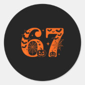 Sticker Rond Fun Six Seven 6 7 Meme Design Couples Halloween (Devant)