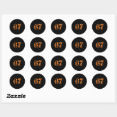 Sticker Rond Fun Six Seven 6 7 Meme Design Couples Halloween Lo (Feuille)