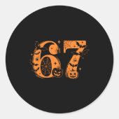 Sticker Rond Fun Six Seven 6 7 Meme Design Couples Halloween Lo (Devant)