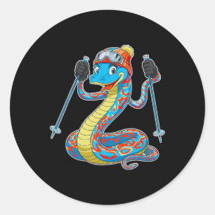 Sticker Rond Fun Ski Colorful Snake Aventure hivernale
