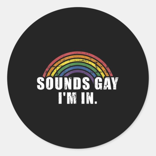 Sticker Rond Fun sonne gay je suis avec le drapeau arc-en-ciel (Devant)