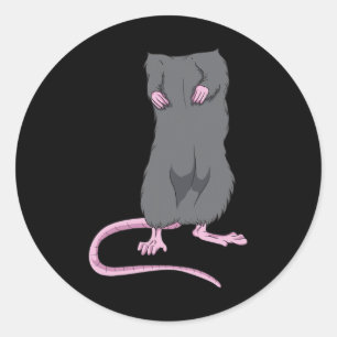Sticker Rond Fun Souris sans tête Halloween Rat Body Costume fa