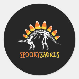 Sticker Rond Fun Spookysaurus Candy Corn Dinosaur Halloween Tod