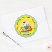 Sticker Rond fun sunny destination seagull beach traveller (Enveloppe)