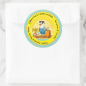 Sticker Rond fun sunny destination seagull beach traveller (Sac)