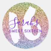 Sticker Rond Fun Sweet 16 Rainbow Parties scintillant Sparkling (Devant)