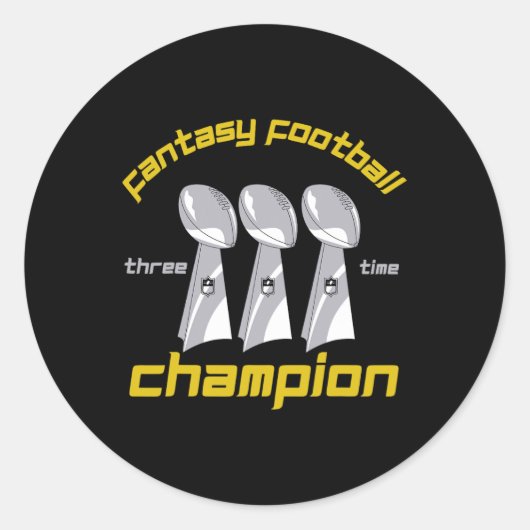 Sticker Rond Fun Three Time Fantasy Football League Champion Tr (Devant)