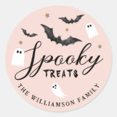 Sticker Rond Fun Traitements Éffrayants Halloween Ghost & Bats  (Devant)