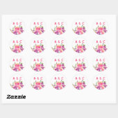 Sticker Rond Fun Vibrant Violet Fuchsia Floral (Feuille)