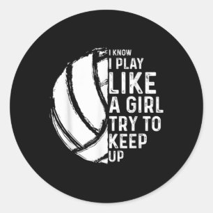 Sticker Rond Fun Volleyball Design Filles Femmes Jeune Ado Spor