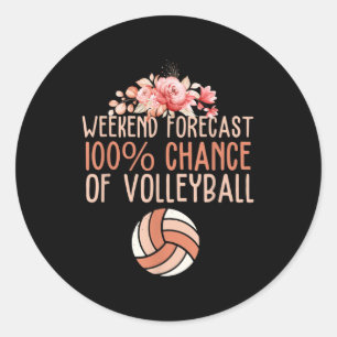Sticker Rond Fun Volleyball Week-end Prévision Volleyball Boho