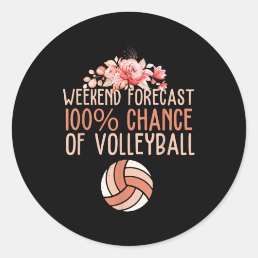 Sticker Rond Fun Volleyball Week-end Prévision Volleyball Boho (Devant)