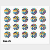 Sticker Rond Fun Whimsic Psychedelic Voilier (Feuille)