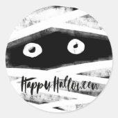 Sticker Rond Fun Whimsical Black & White maman Happy Halloween  (Devant)