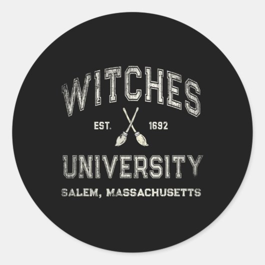Sticker Rond Fun Wiccan WITCHES UNIVERSITY Salem Massachusetts (Devant)