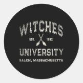 Sticker Rond Fun Wiccan Witts Université Salem Machusetts avec (Devant)