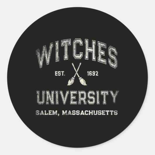 Sticker Rond Fun Wiccan Witts Université Salem Machusetts avec (Devant)
