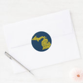 Sticker Rond Fun Yellow et Navy Blue State of Michigan villes (Enveloppe)