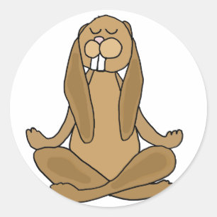 Sticker Rond Fun Zen Lapin lapin en Pose de Yoga