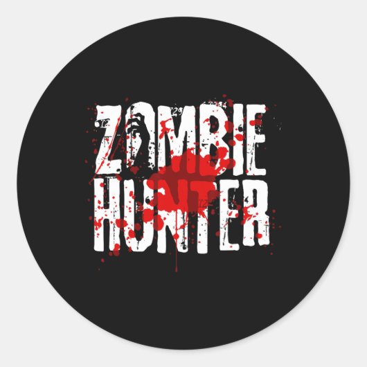 Sticker Rond Fun Zombie Hunter Design Pour Garçons Filles Hallo (Devant)