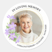 Sticker Rond Funérailles dans la mémoire aimante personnalisée  (Devant)