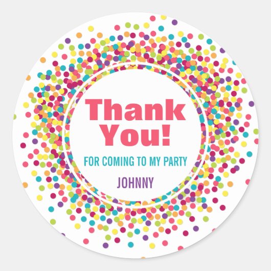 Sticker Rond Funfetti Merci Favoriser (Devant)