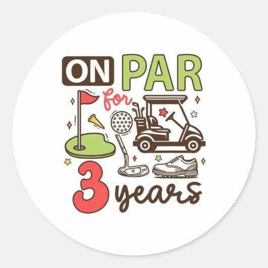 Sticker Rond Funky 3ème Anniversaire Chemise de Golf 3 Ans Golf (Devant)