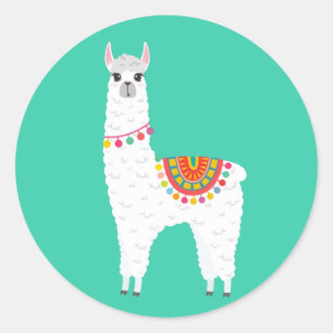 Sticker Rond Funky Alpaca llama drame animal mignon