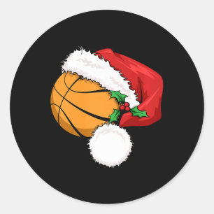 Sticker Rond Funky Ball Basketball Santa Hat Joyeux Noël Xm