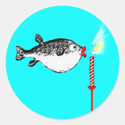 Sticker Rond Funky Birthday Wish Fish (Devant)