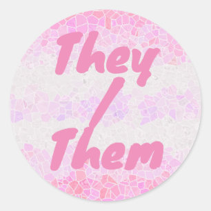 Sticker Rond Funky Boho Abstrait Mosaic Pomosexué Fierté Drapea