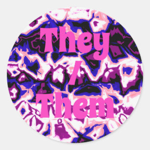 Sticker Rond Funky Boho Retro Marbré Stripes Genderfluide Fiert