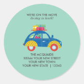 Sticker Rond Funky Car Moving Faire-part (Devant)