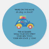 Sticker Rond Funky Car on the Move Faire-part (Devant)