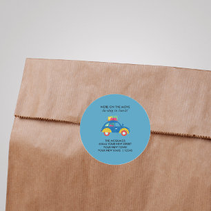 Sticker Rond Funky Car on the Move Faire-part