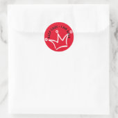 Sticker Rond Funky Crown blanc & KEEP COOL + votre texte (Sac)