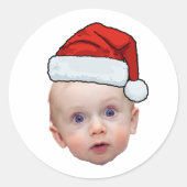 Sticker Rond Funky Custom Face Photo Père Noël Head Christmas (Devant)