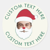 Sticker Rond Funky Custom Face Swap Père Noël Texte de Noël (Devant)