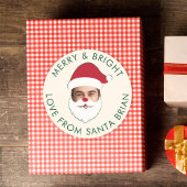 Sticker Rond Funky Custom Face Swap Père Noël Texte de Noël