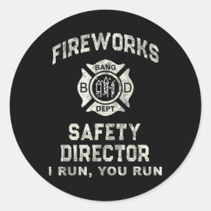 Sticker Rond Funky Fireworks Directeur de la sécurité Boom Squa