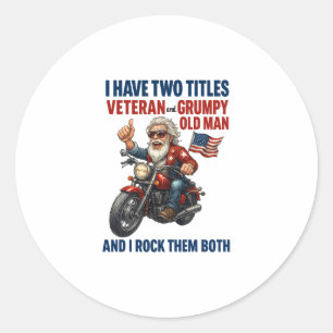 Sticker Rond Funky Grumpy Vieux Homme Vétérinaire Moto